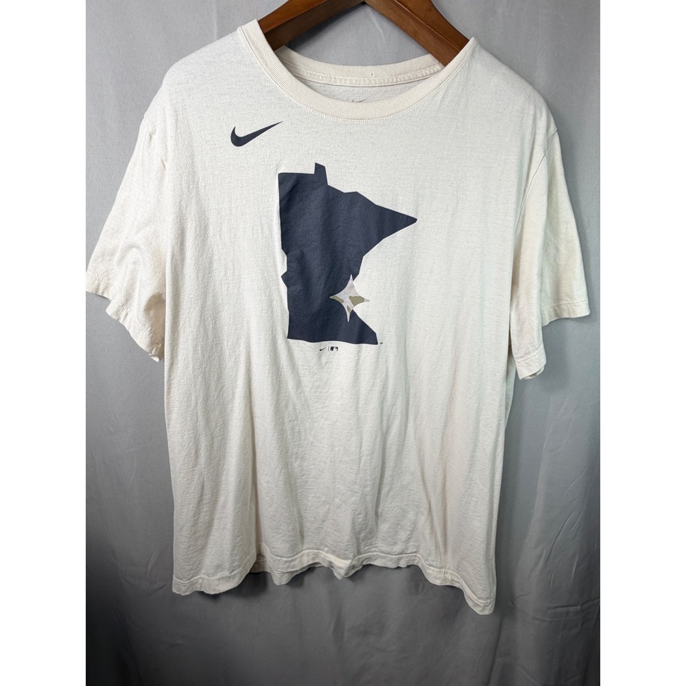 Nike Mens T-Shirt Cream XXL Minnesota Twins MLB Baseball Graphic Tee
